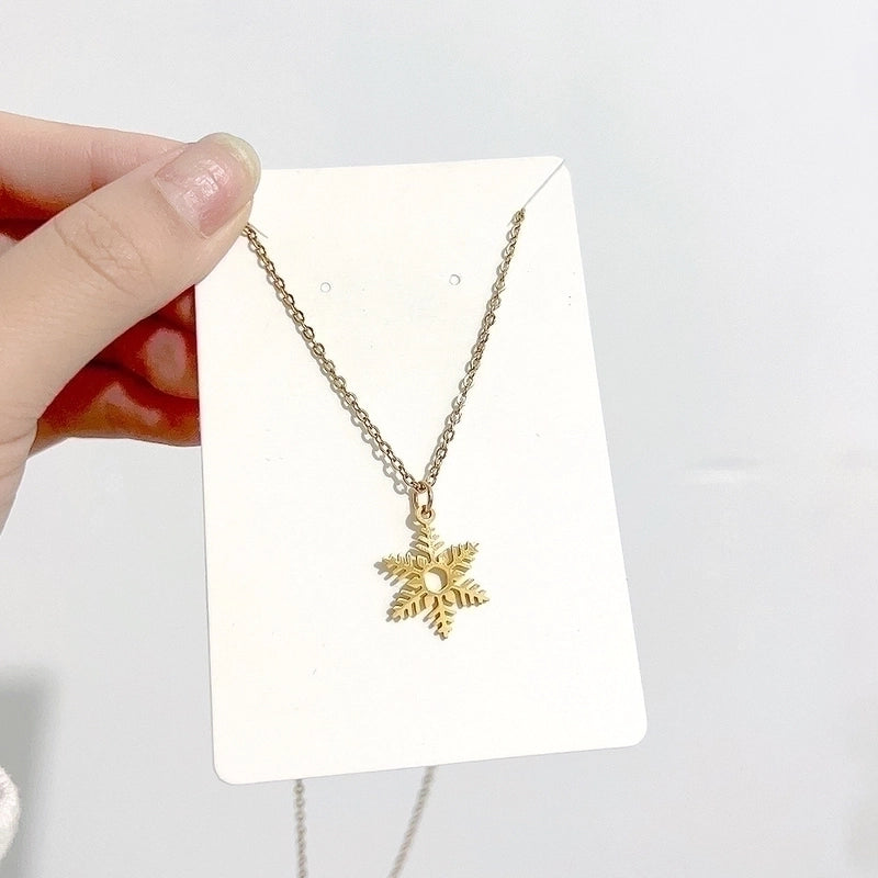 Minimalist Christmas Tree Santa Claus Gingerbread Titanium Steel Plating Hollow Out Pendant Necklace