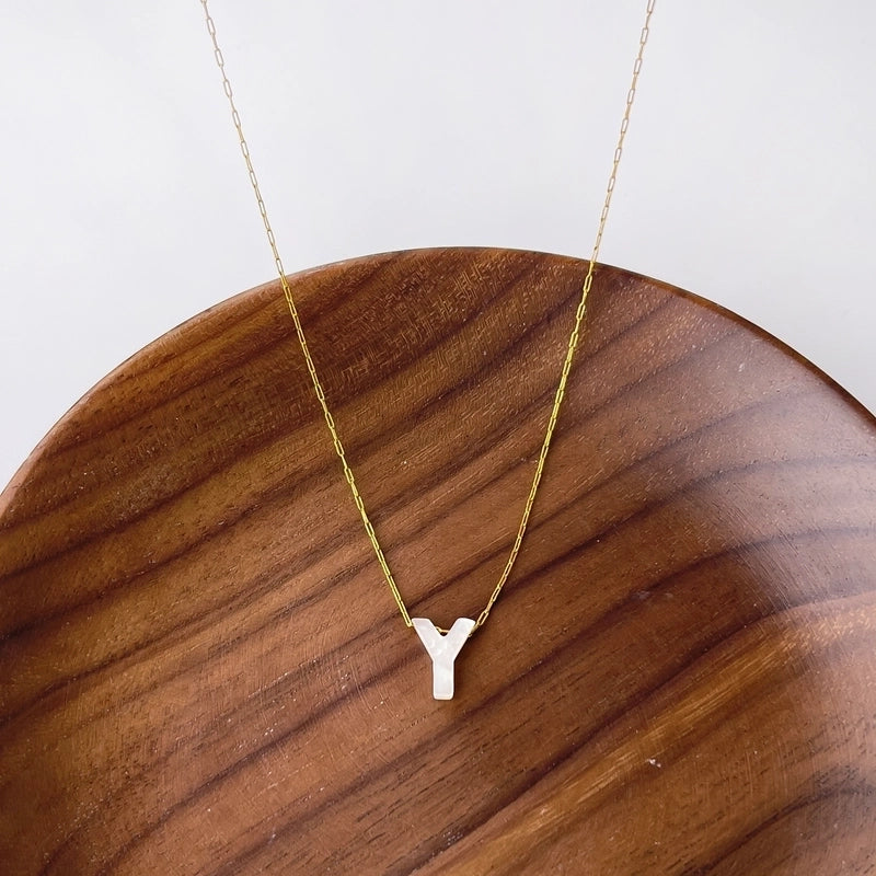 316L Stainless Steel  18K Gold Plated Minimalist Irregular Letter Shell Pendant Necklace