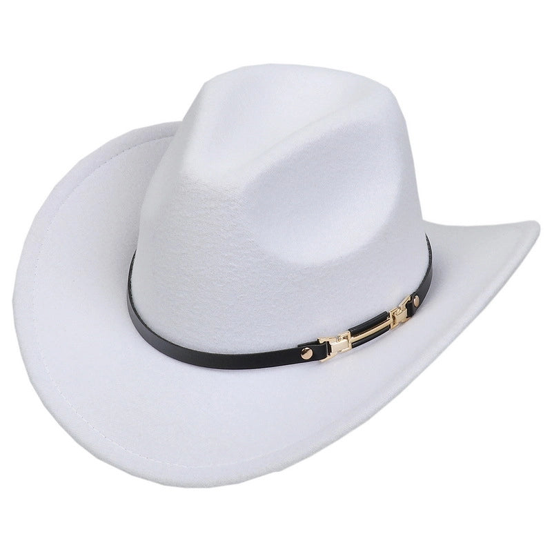 Tibetan Western Denim Top Hat Spring And Autumn New Jazz Hat Big Brim Five-pointed Star Belt Accessories Felt Hat For Men And Women