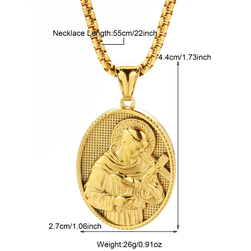 Modern Style Classic Style Portrait Cross Solid Color 304 Stainless Steel 18K Gold Plated Round Pendant Necklace
