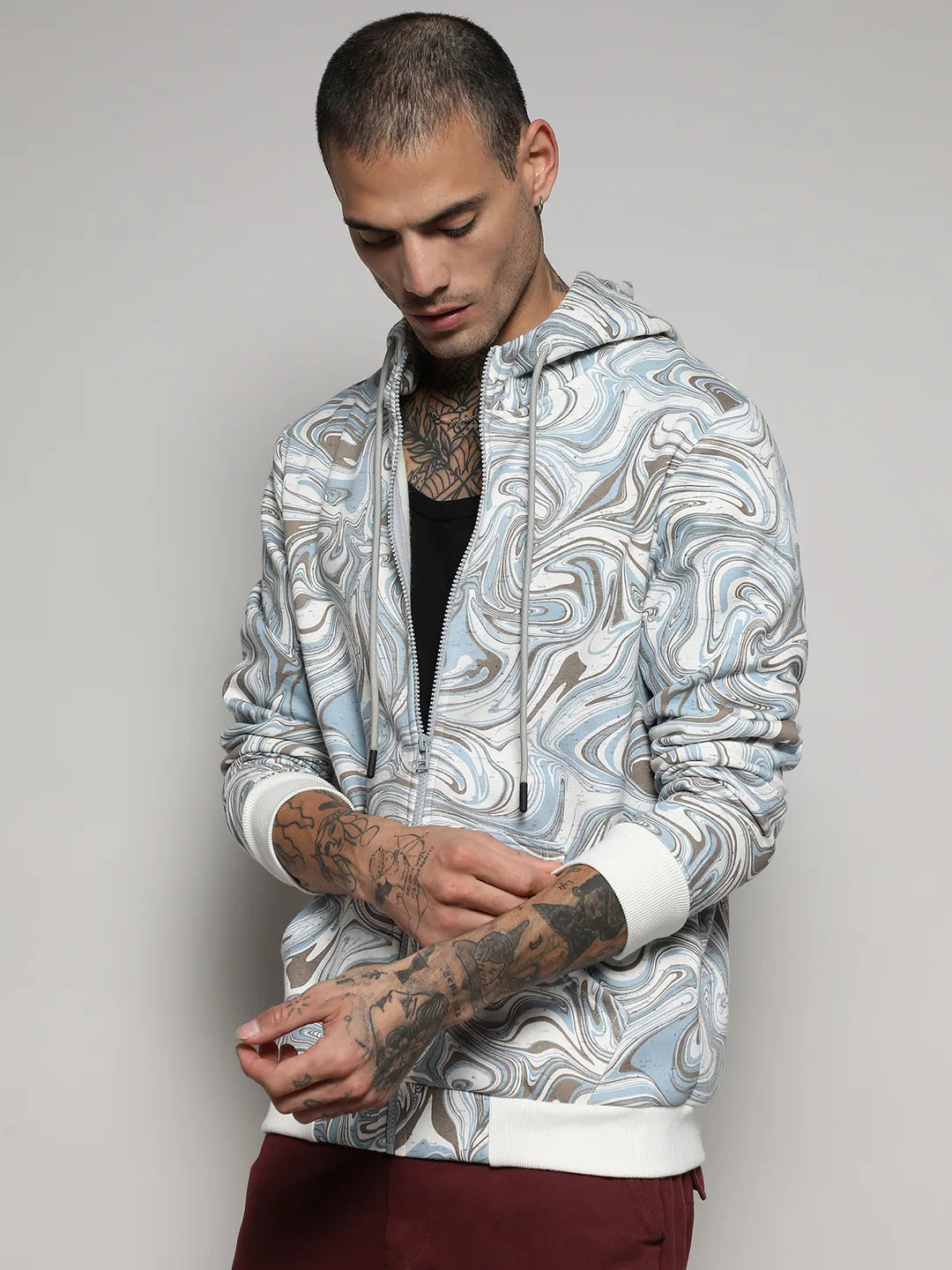 Contrast Fluid  Front Hoodie