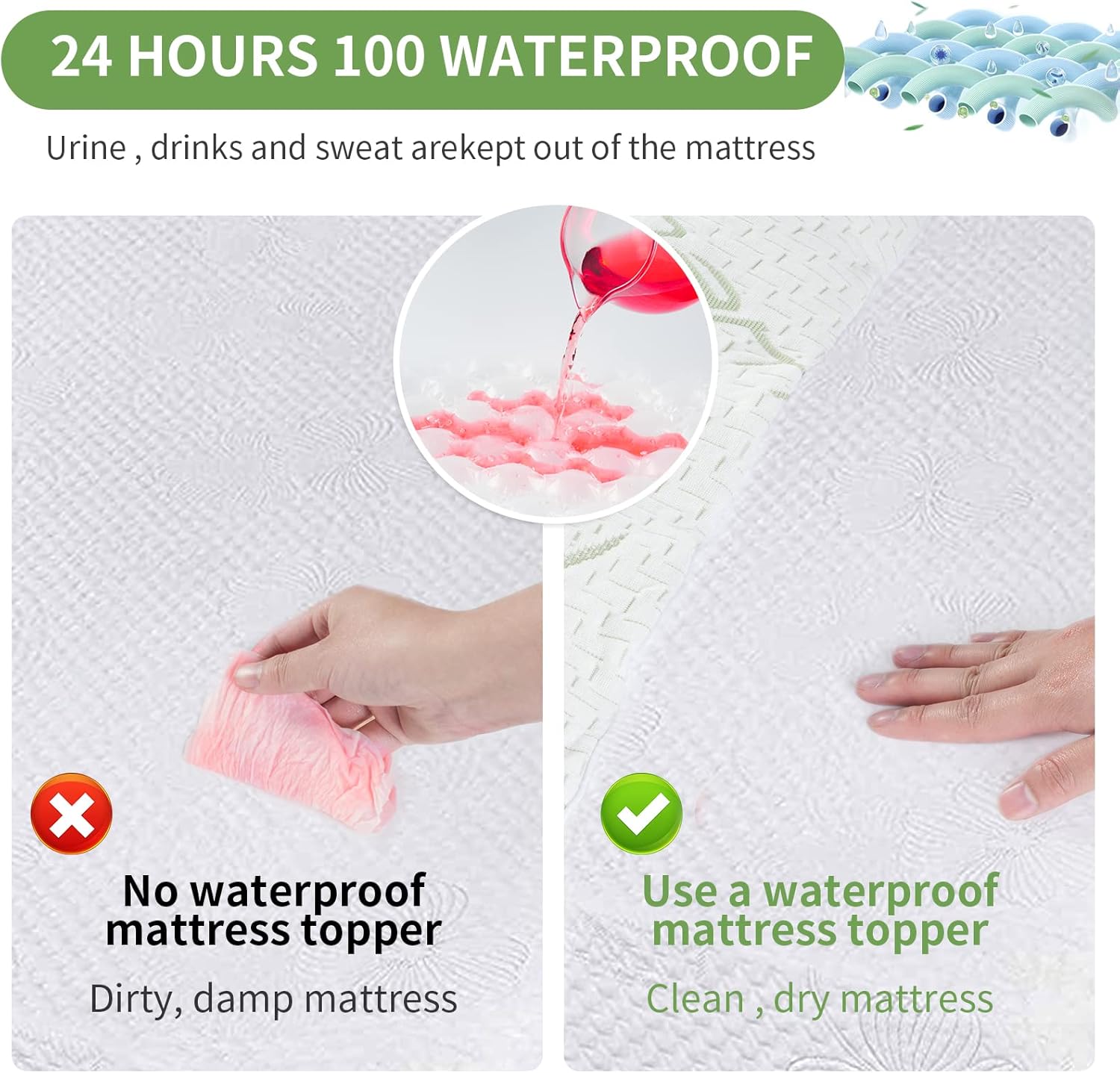 Bamboo Mattress Topper with 1 Pillowcase