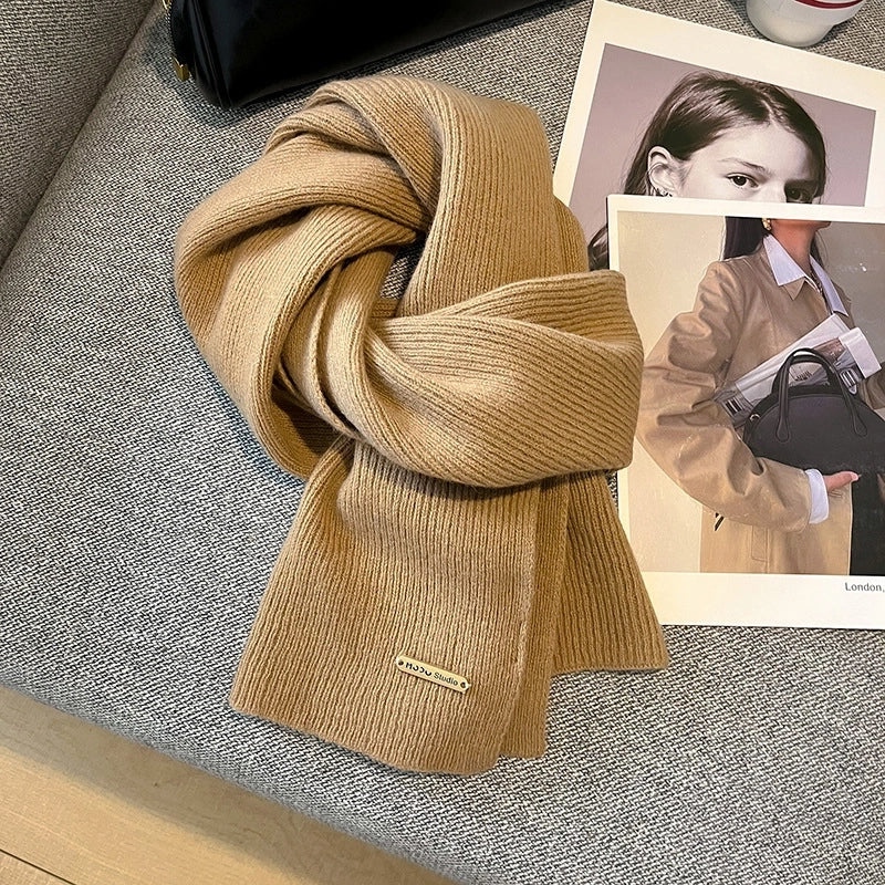Unisex Elegant Business Basic Solid Color Fleece Scarf