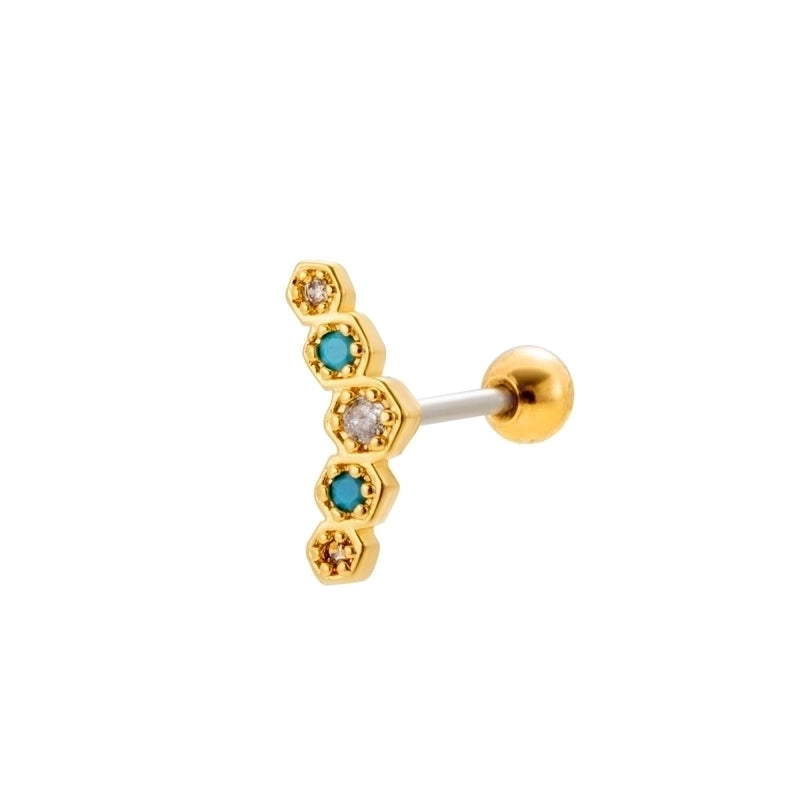 1 Piece Ear Cartilage Rings & Studs Sweet Heart Shape Flower 316L Stainless Steel  Copper Plating Inlay Zircon