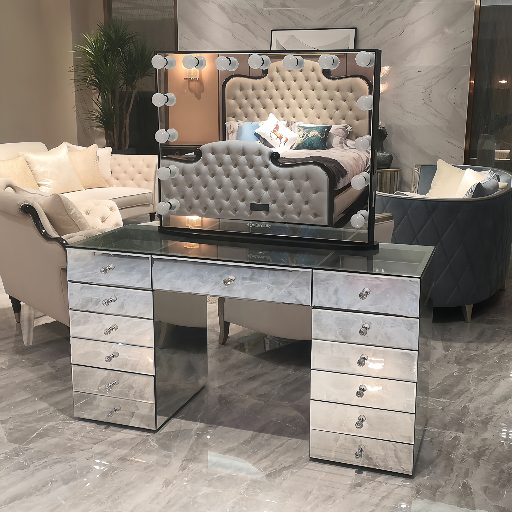 🔥Limited Sale🔥 Vanity Table with Hollywood Mirror