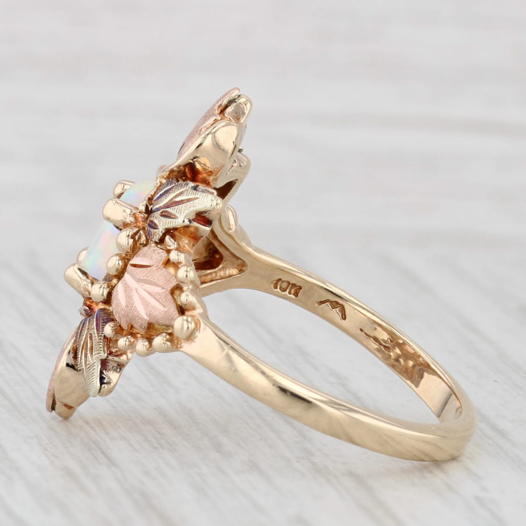 Lab Created Opal Flower Ring 10k Size 7.75 Black Hills Gold TRJ