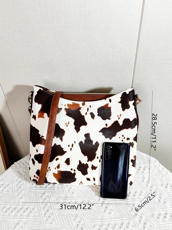 Women's All Seasons Pu Leather Leopard Streetwear Square Zipper Shoulder Bag
