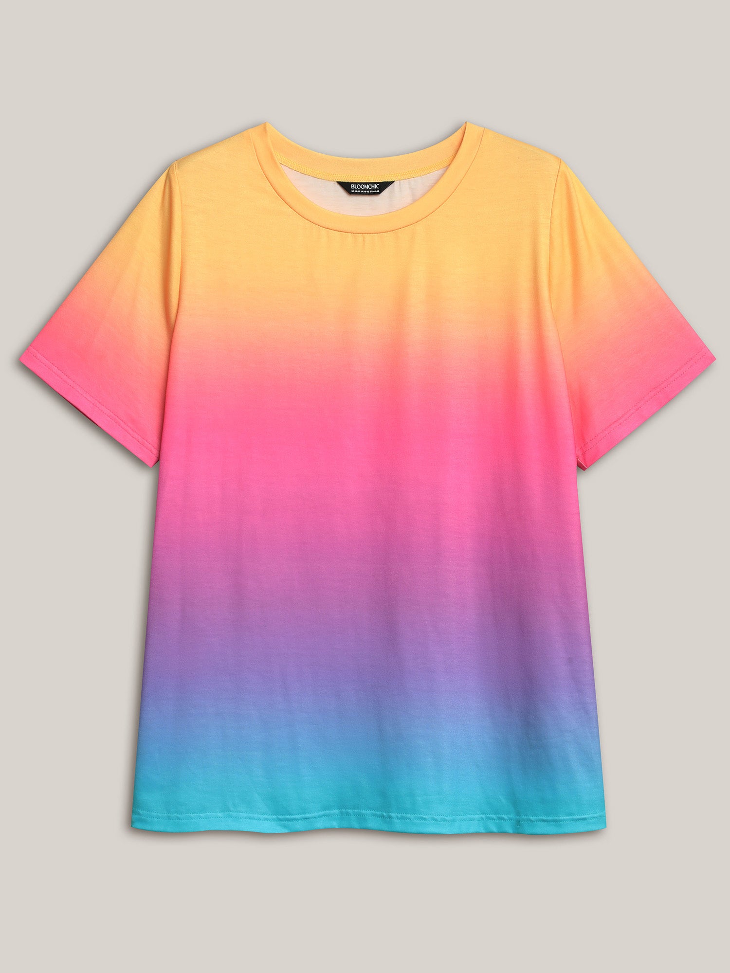 Ombre Gradient Crew Neck Curvy T-Shirt