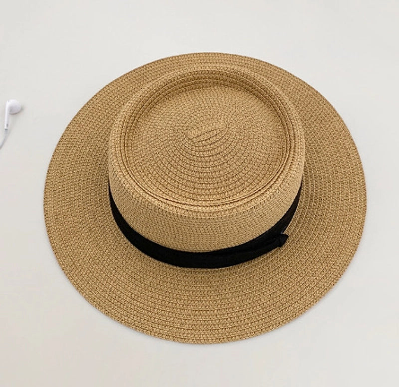 Women's Vacation Minimalist Letter Solid Color Big Eaves Straw Hat