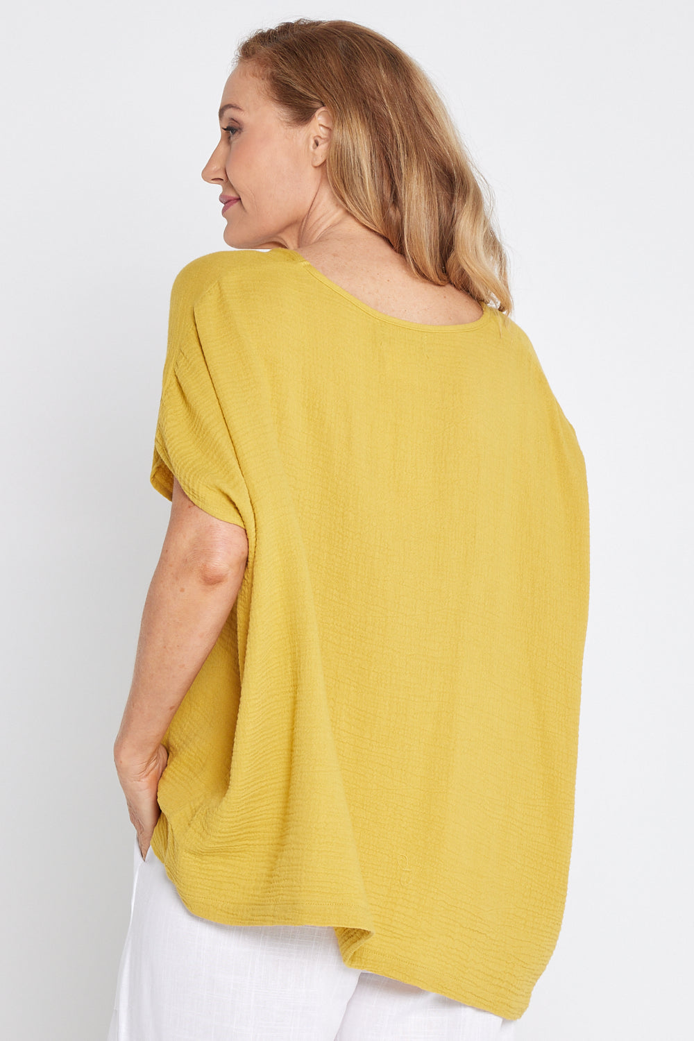 Fiji Cotton Muslin Top - Chartreuse