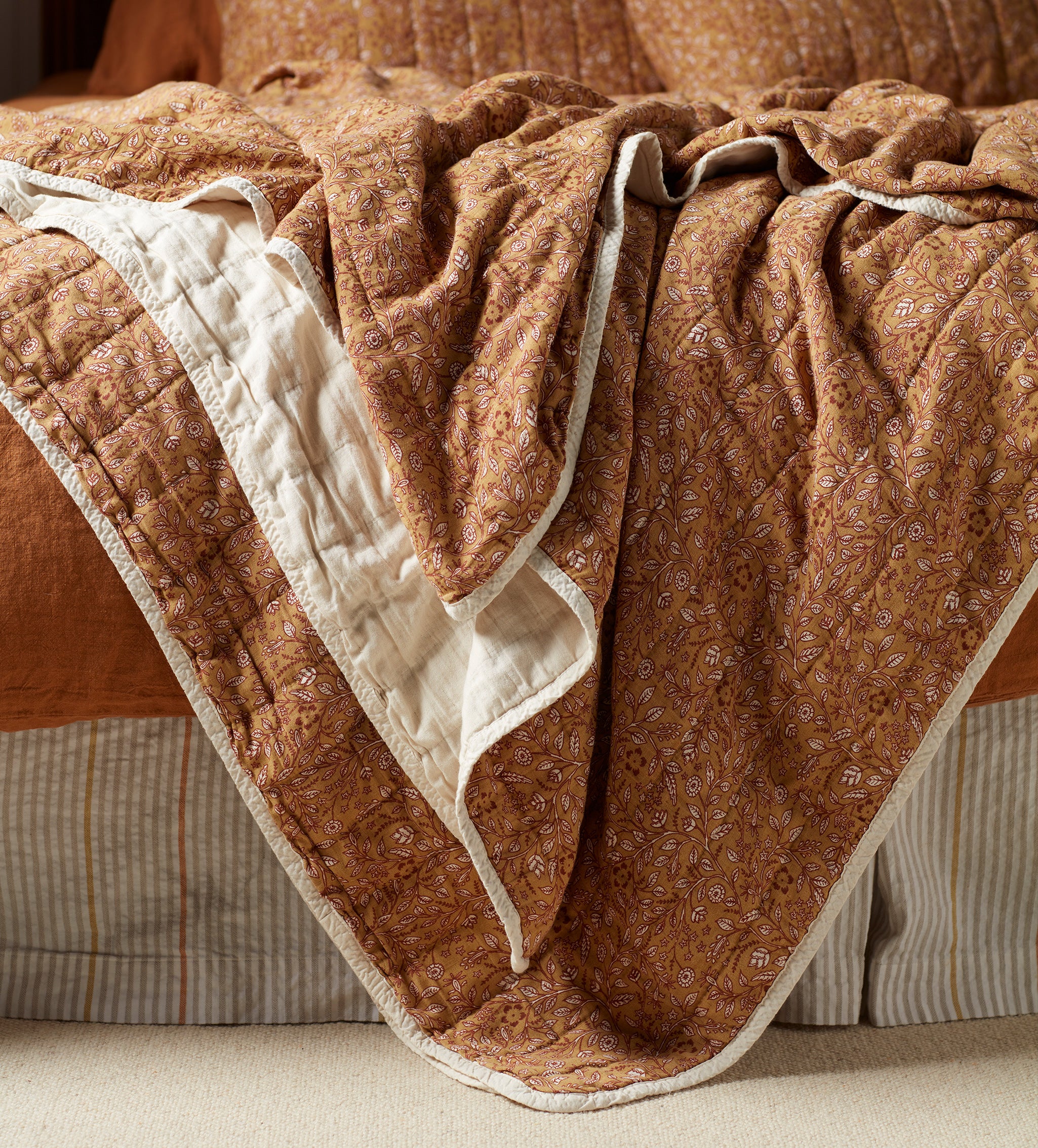 Anika Floral 100% Cotton Quilted Throw