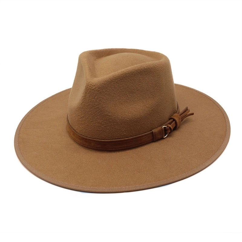 Style Felt Hat Big Brim Woolen Bowler Hat Autumn And Winter Water Drop Top Covered Men And Women Jazz Hat