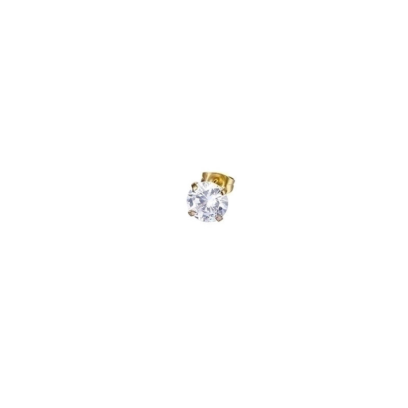 Minimalist Geometric Stainless Steel Inlaid Zircon Ear Studs 1 Piece