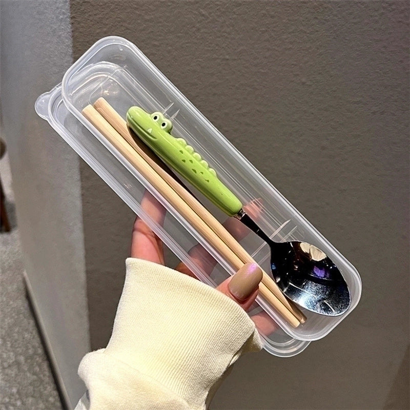 Cartoon Cute Frog Crocodile 430 Stainless Steel Ceramics Tableware