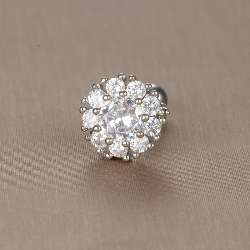 1 Piece Sweet Minimalist Flower Plating Inlay Titanium Steel Zircon Ear Studs