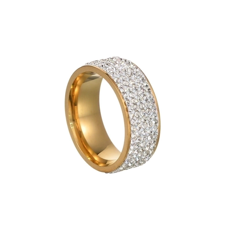 Fashion Letter 201 Stainless Steel Rhinestones Gold Plated