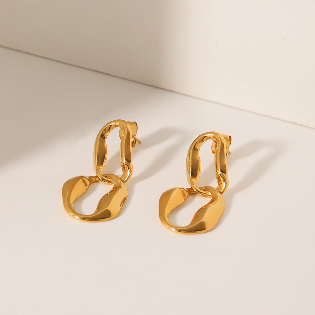 Cold Style Irregular Stainless Steel Chain Earrings For Women Niche Titanium Steel Earrings
