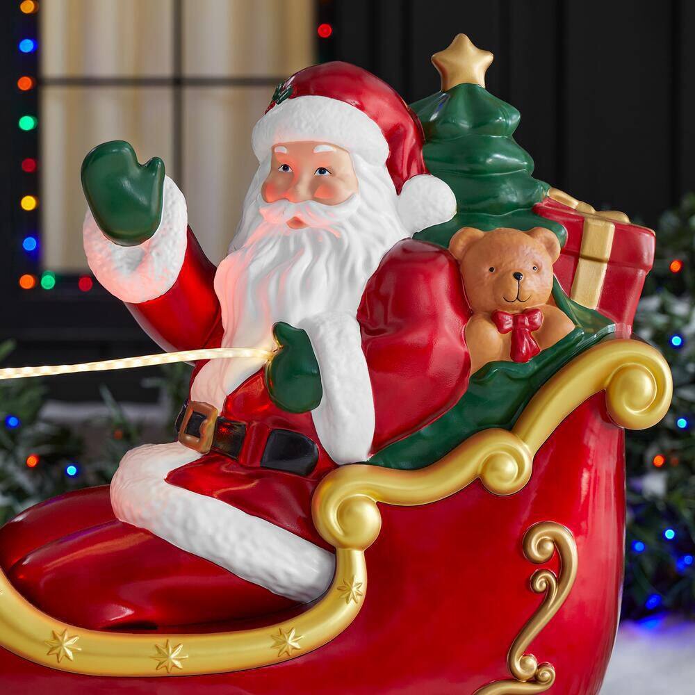 🎄 Christmas Sale — Only $49.99! 🎅✨9 ft. Giant-Sized LED Santa's Sleigh with Reindeer Holiday Yard Decoration Y9