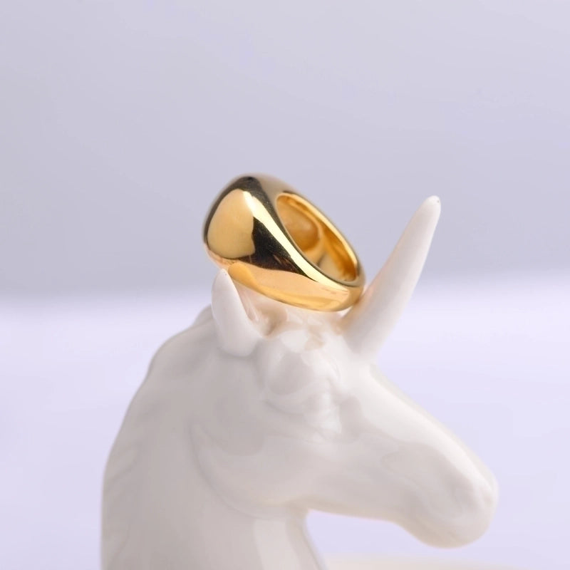 Stainless Steel 18K Gold Plated Minimalist Solid Color Rings