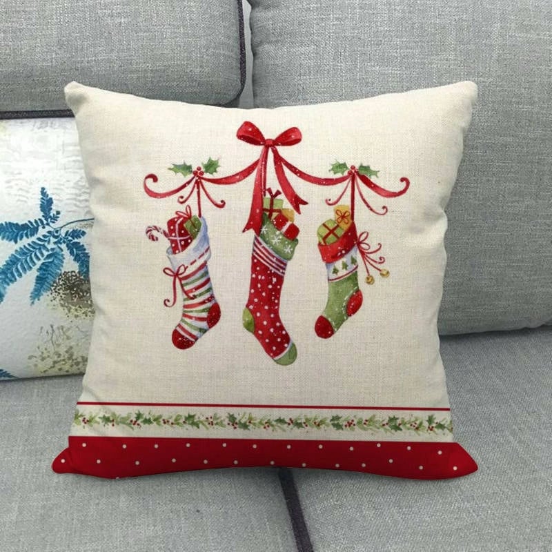 Christmas Casual Cartoon Linen Pillow Cases Couch & Sofa Decor