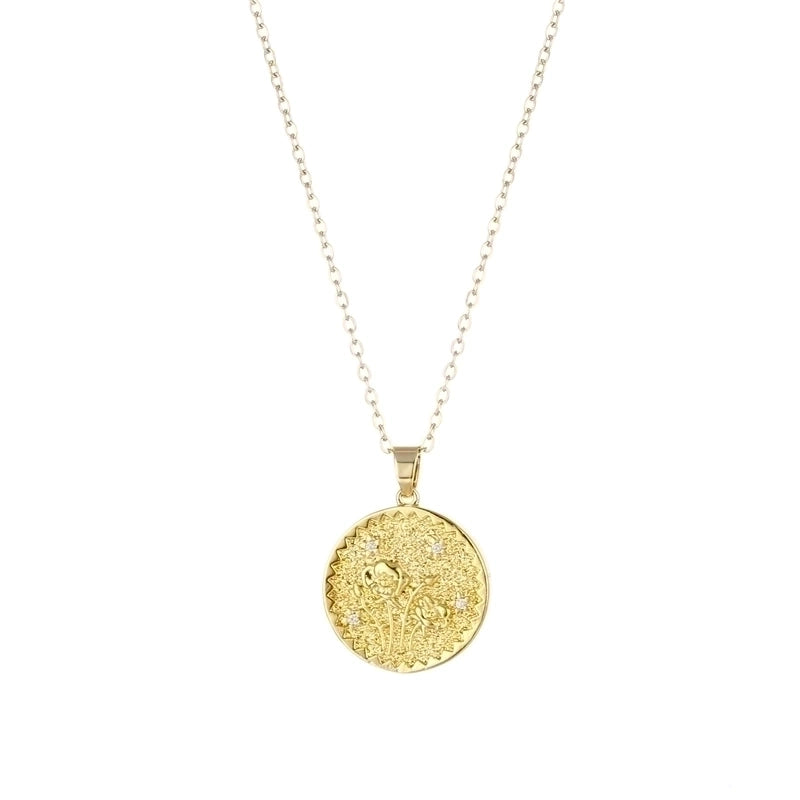 Stainless Steel Titanium Steel Fashion Inlay Plating Flower Chrysanthemum Lotus Zircon Pendant Necklace