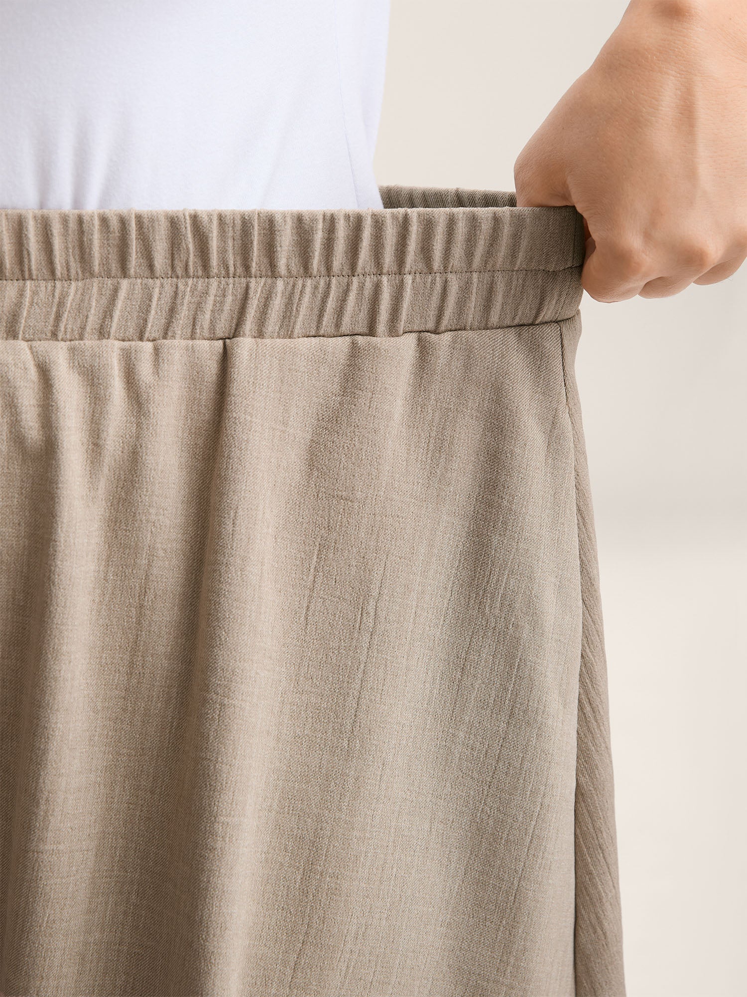 Button Detail Textured A-Line Midi Skirt