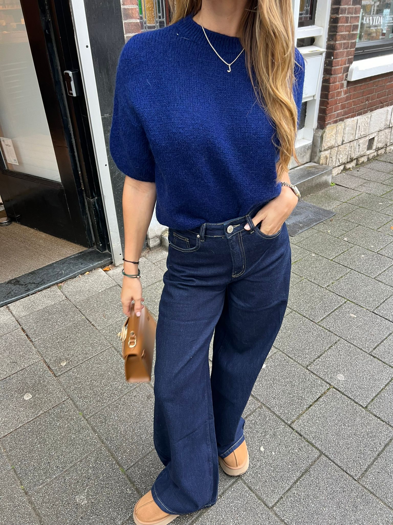 Mella Short Sleeve Sweater Navy