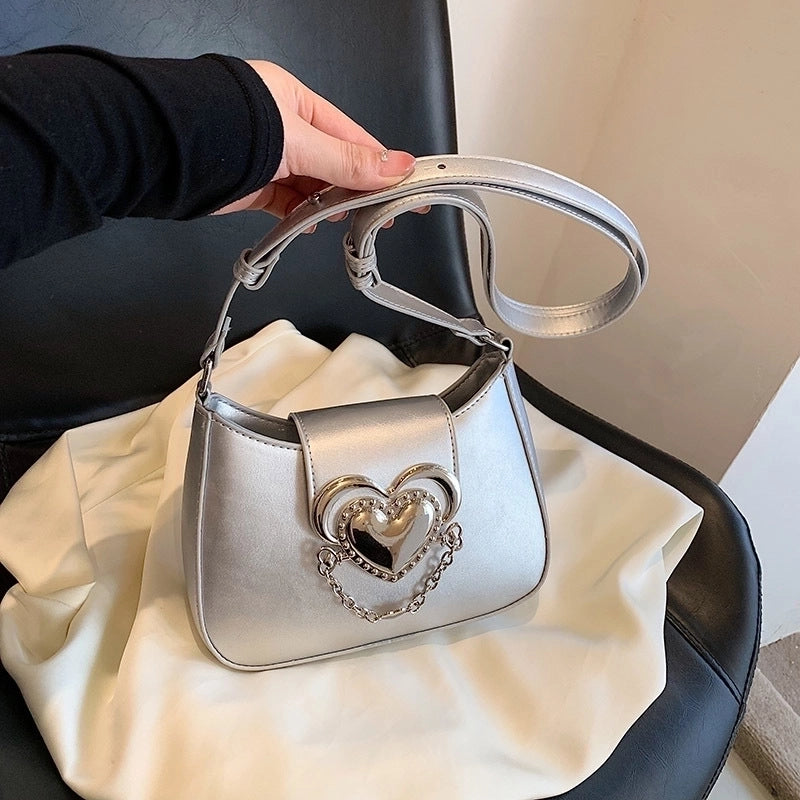Women's Medium Pu Leather Solid Color Streetwear Square Zipper Underarm Bag