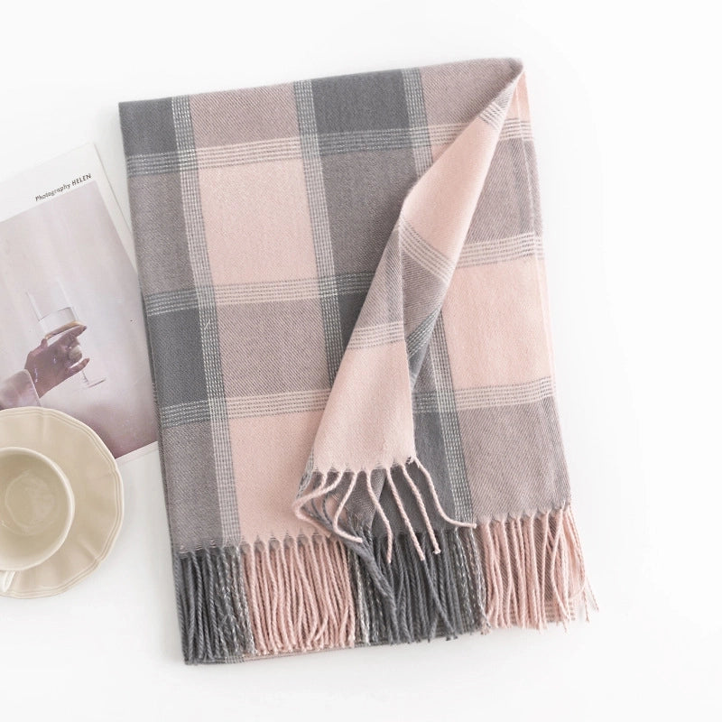 Unisex Casual Lattice Imitation Cashmere Scarf