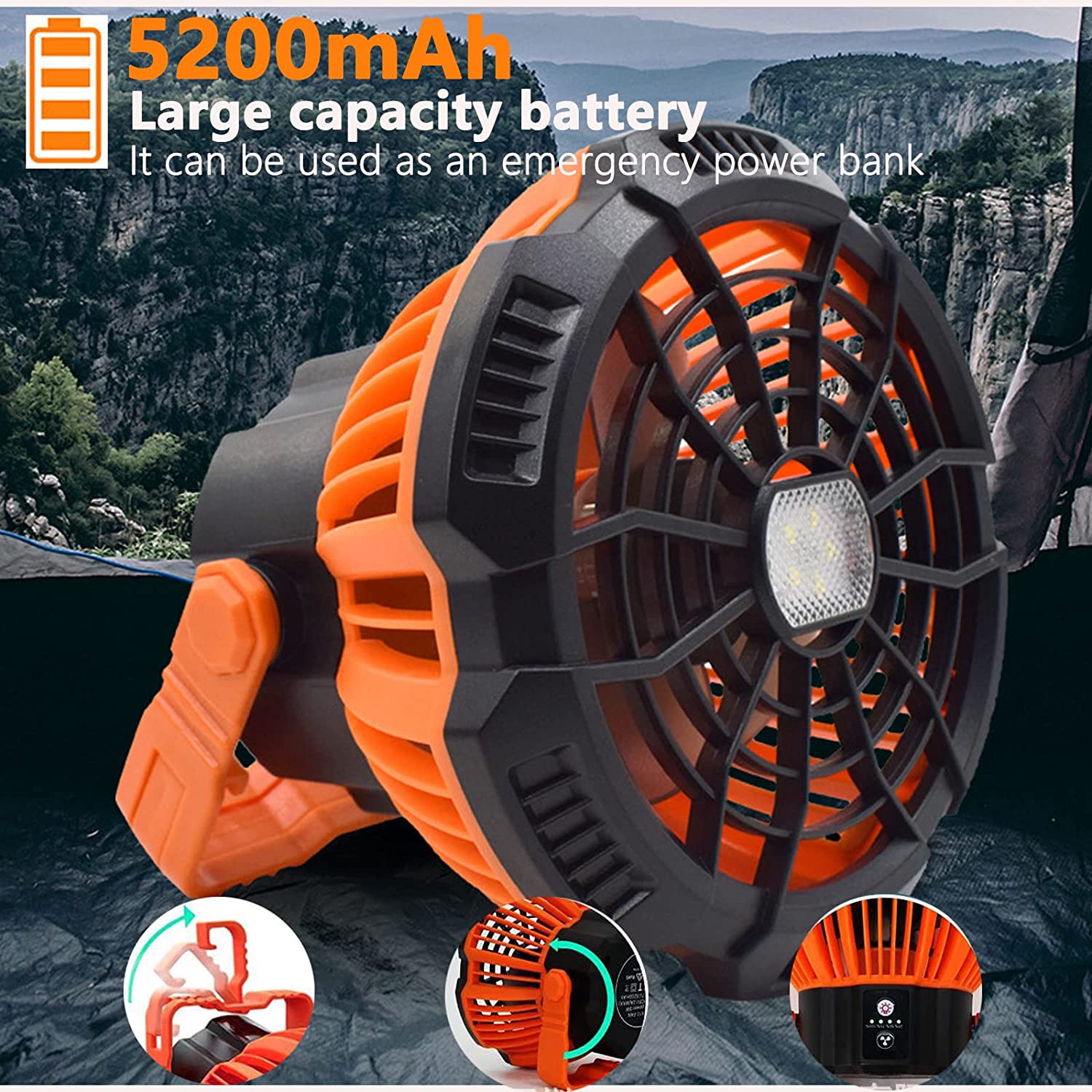 💥Promotion 49% OFF🔥Portable Camping Fan with LED Lantern🔥BUY 2 Free Shipping