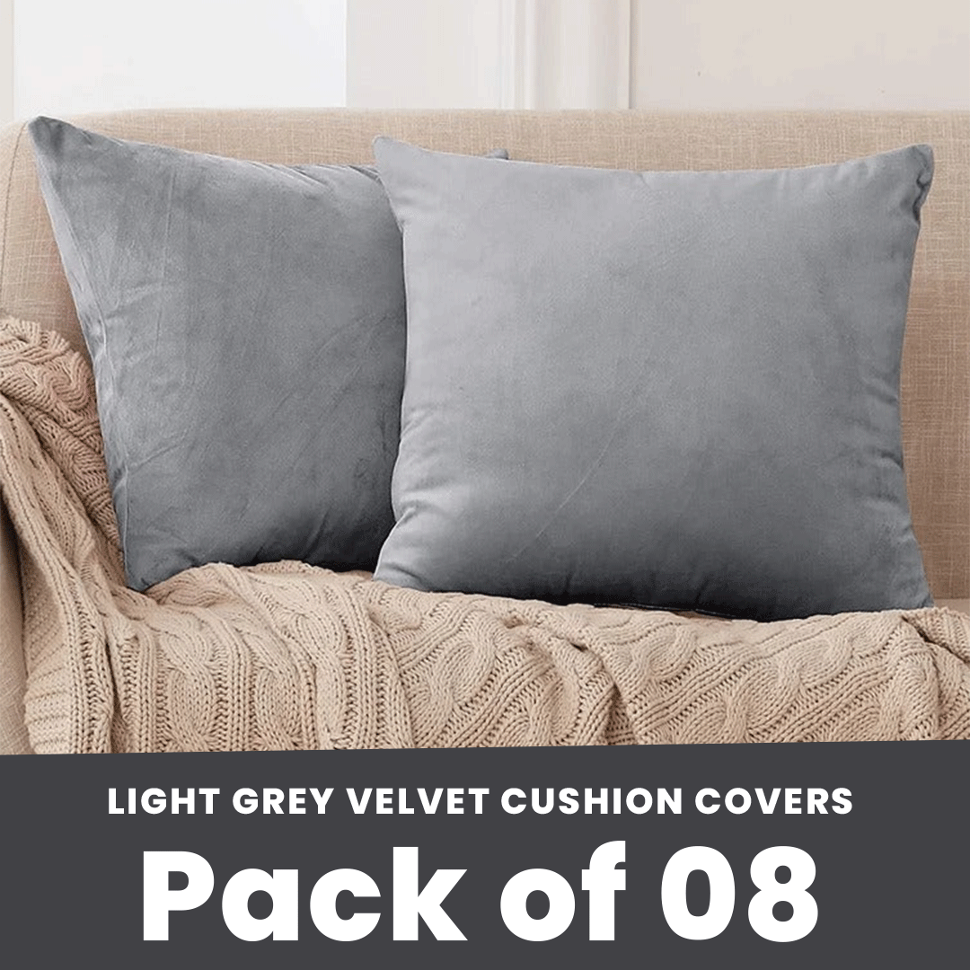 Light Grey-Velvet Cushion Covers
