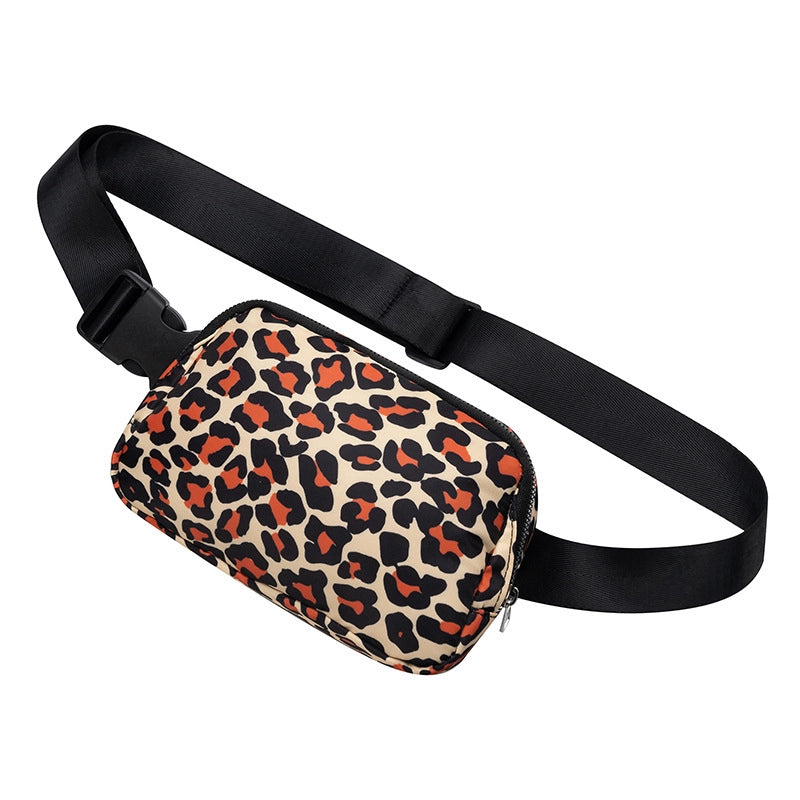 Unisex Medium Nylon Leopard Streetwear Square Zipper Fanny Pack