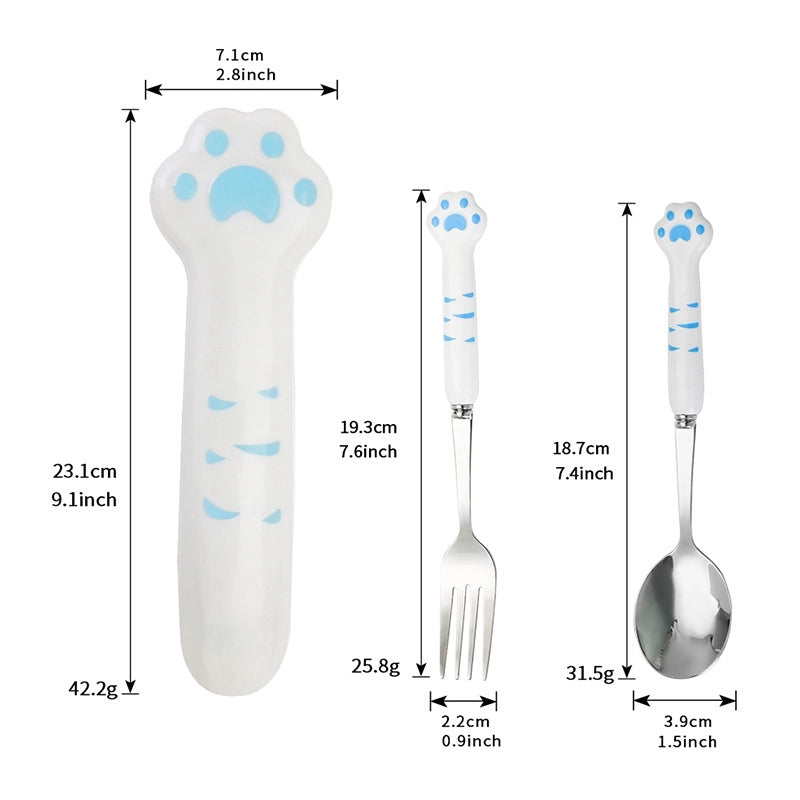Cute Cat Stainless Steel Plastic Silica Gel Tableware