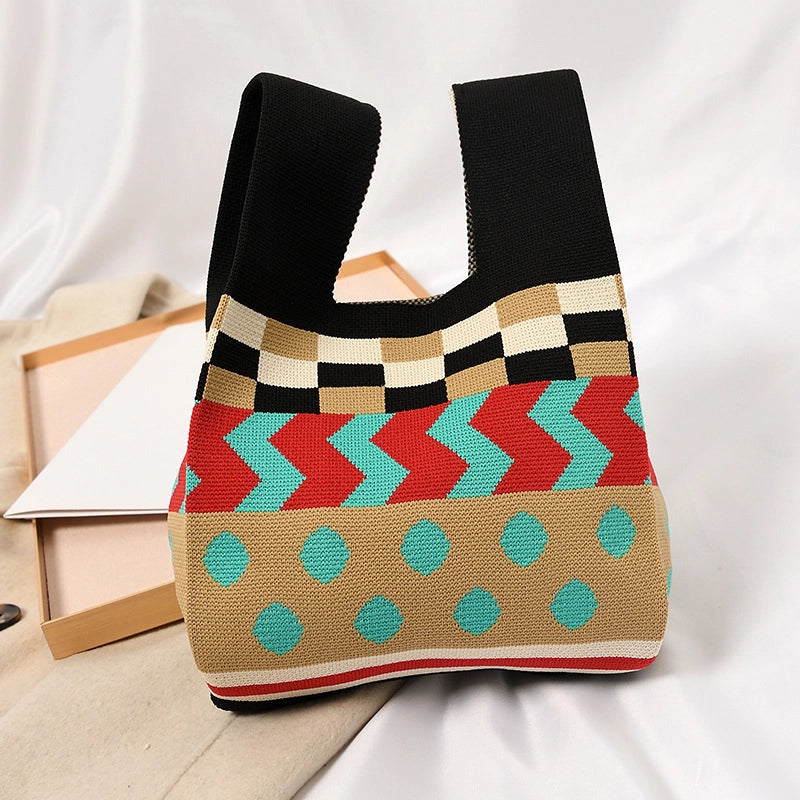 Women's Small Polyester Geometric Streetwear Open Tote Bag