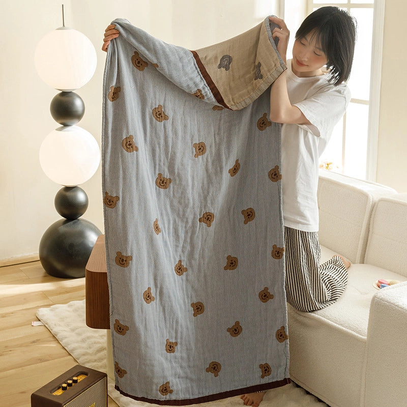 Class A Cotton Gauze Cover Blanket Cotton Jacquard Four-Layer Gauze Bath Towel Sofa Nap Blanket Multifunctional Children's Bags Quilt