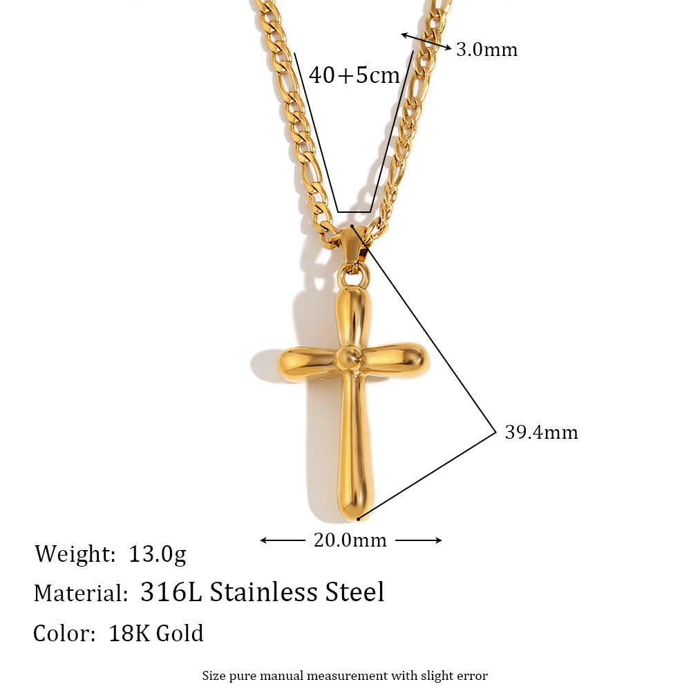 Fashion Heart Cross Geometric Stainless Steel 18K Gold Plated Necklaces