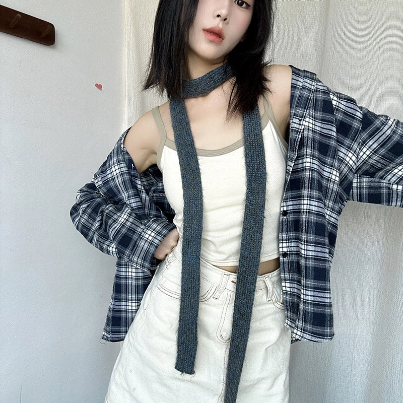 Nianke Shiny Small Scarf Narrow Small Scarf Soft Waxy New Y2k Hot Girls Version Of High-end Female