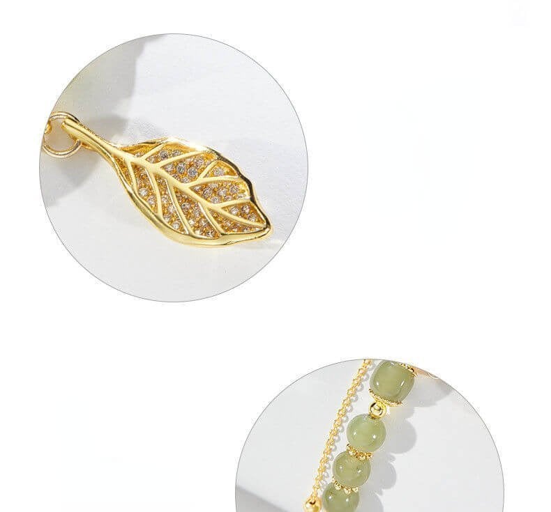 🔥  Promotion  49% OFF💞hetian jade gold leaf bracelet