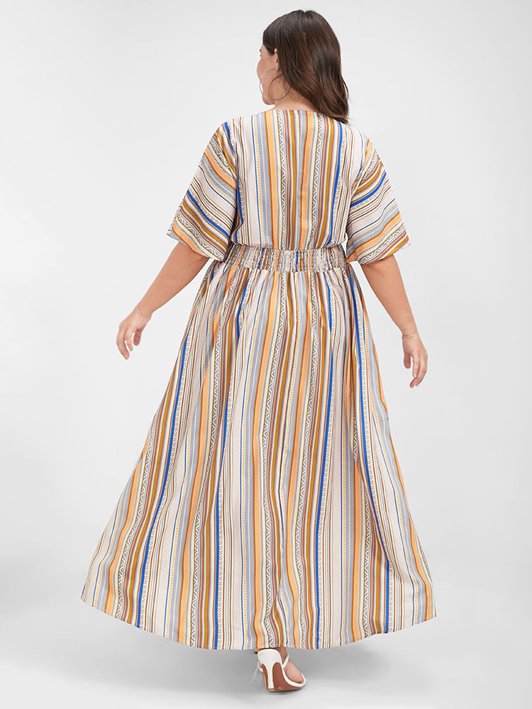 Bandana Split Dolman Sleeve Pocket Maxi Dress