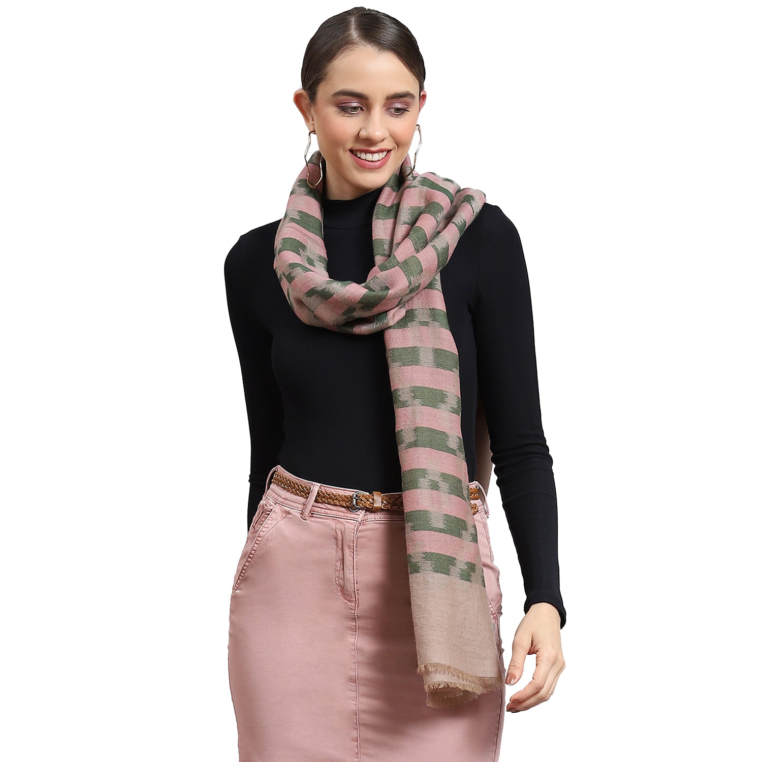 Women Pink Self Design Stole