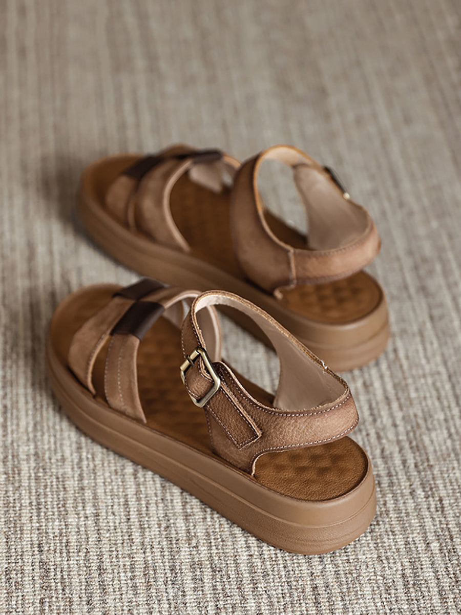 Women Summer Leather Weave Flat Sandals