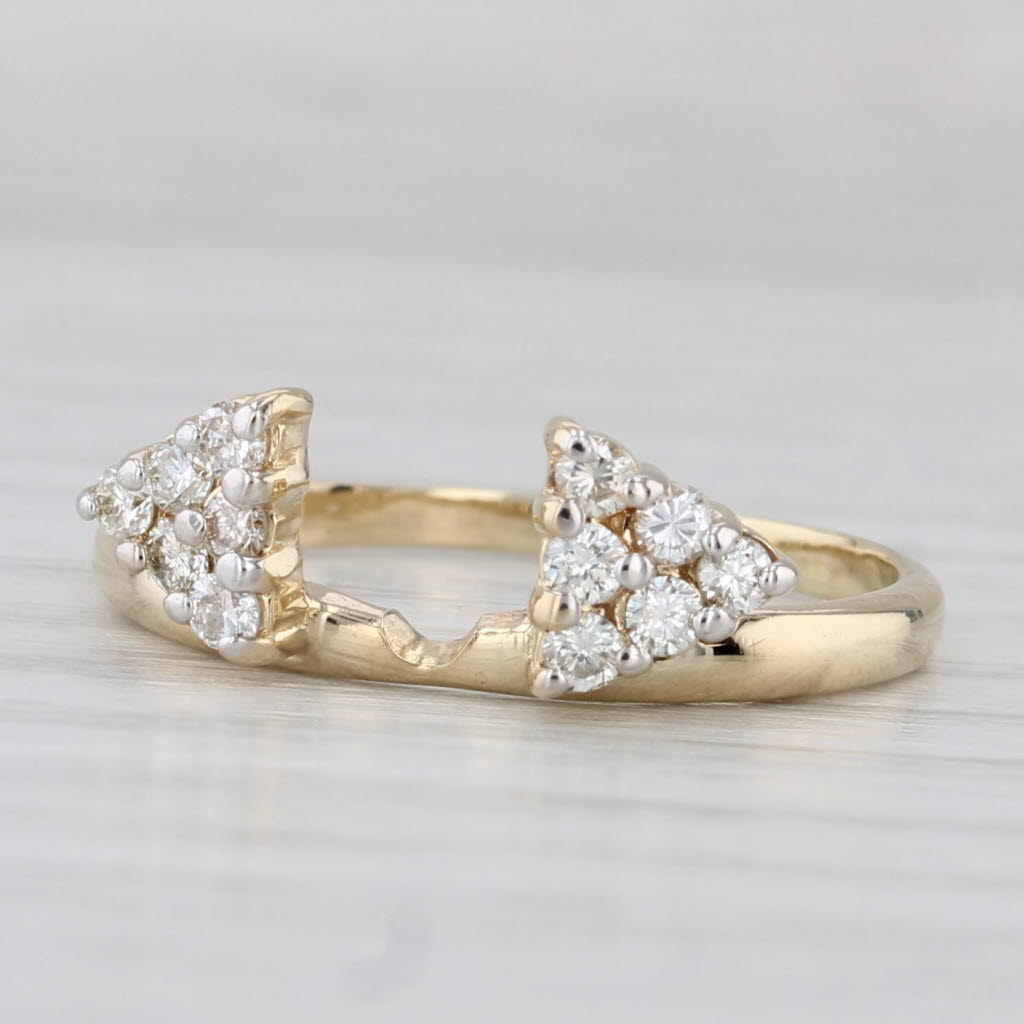 0.24ctw Diamond Clusters Ring Guard Jacket 14k Yellow Gold Size 7 Bridal Wedding