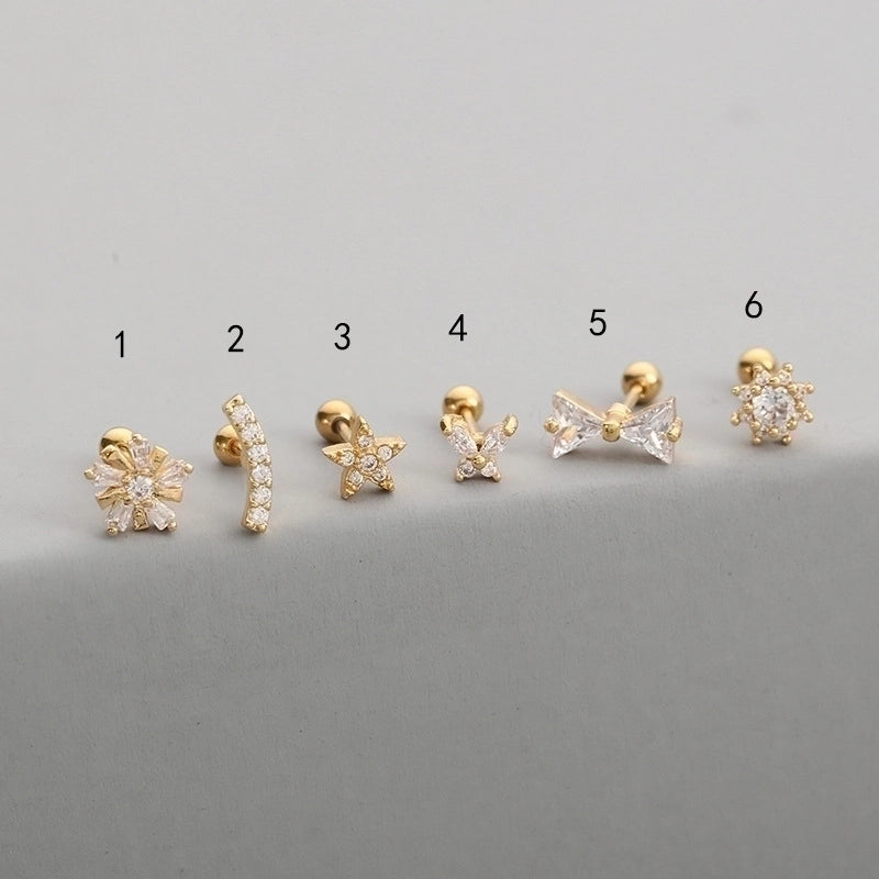 1 Piece Fashion Star Inlay Copper Zircon Ear Studs