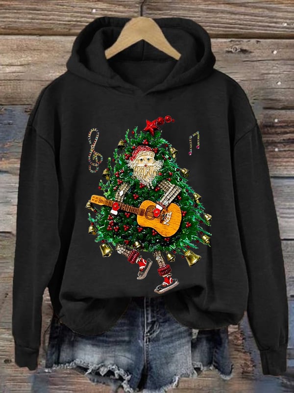 Women's Christmas Santa Art Print Casual Hoodie