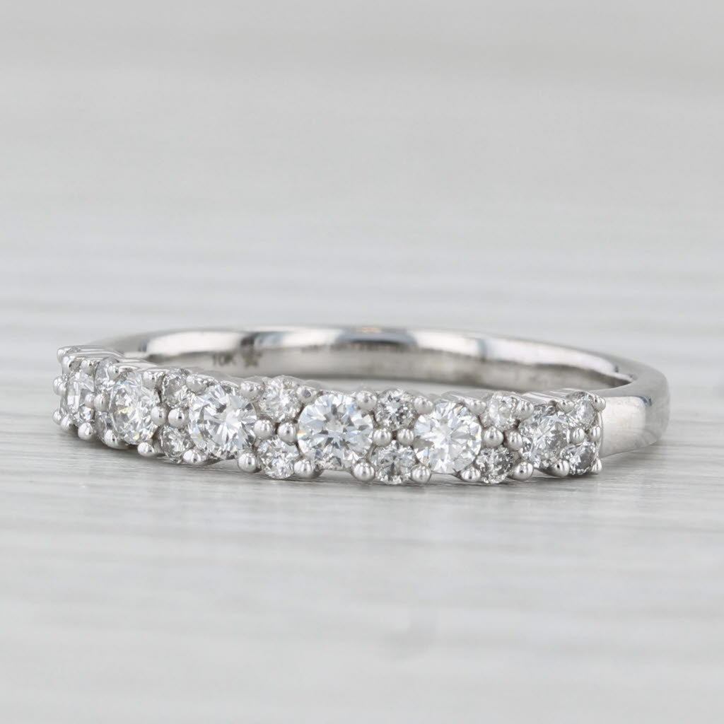0.46ctw Diamond Wedding Band 10k White Gold Ring Stackable Size 8