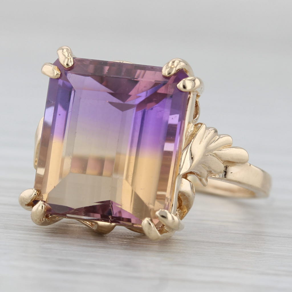 9.40ct Purple Yellow Ametrine Solitaire Ring 14k Yellow Gold Size 7.5