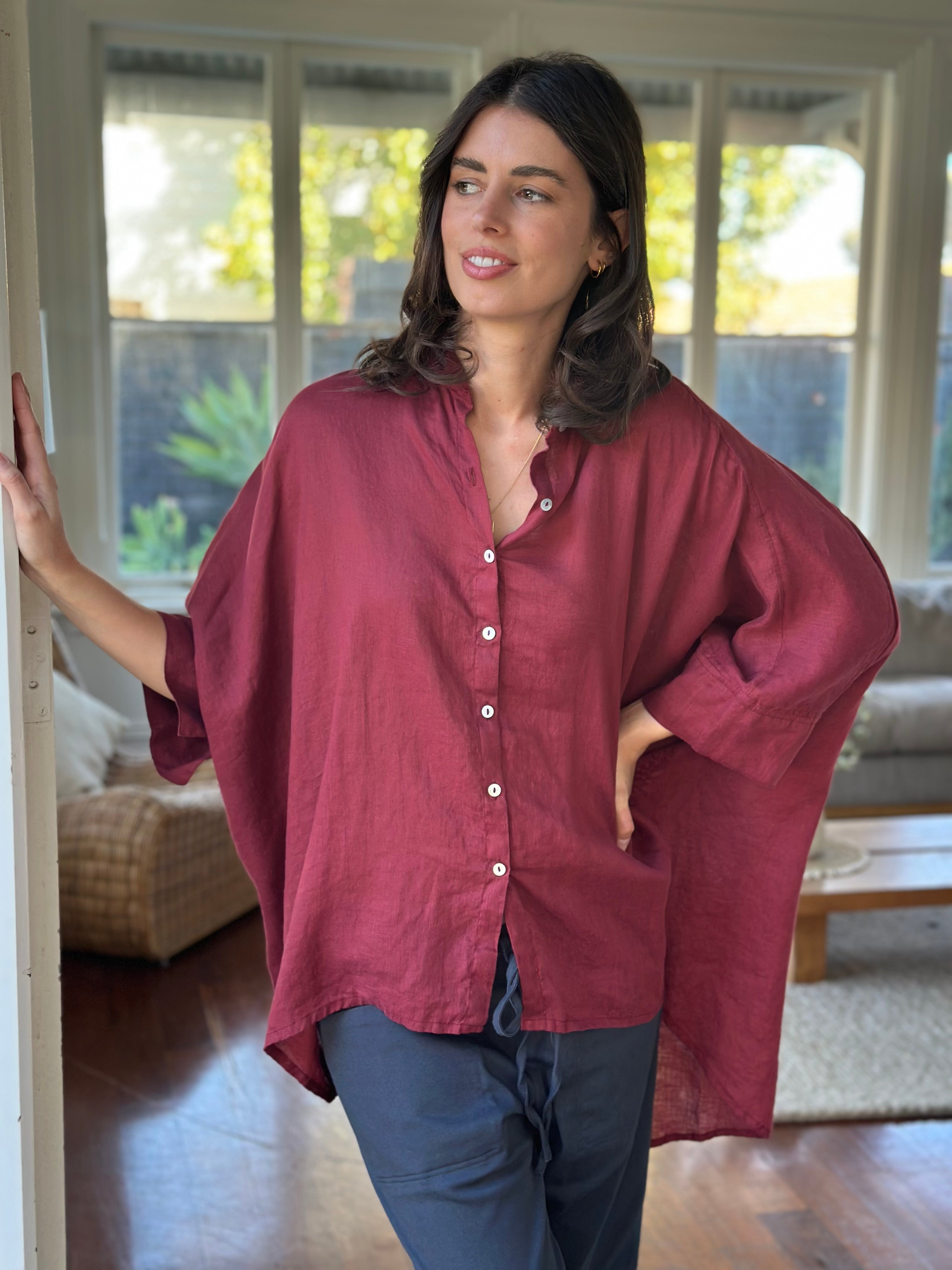 issey shirt -  wine linen