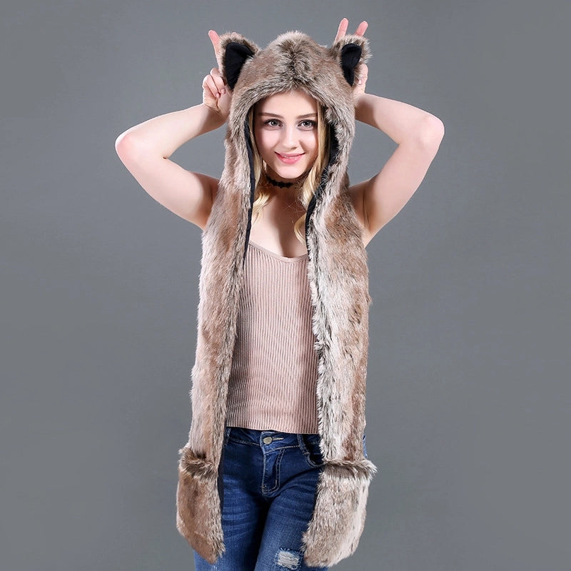 Unisex Fashion Cartoon Imitation Fur Winter Scarves