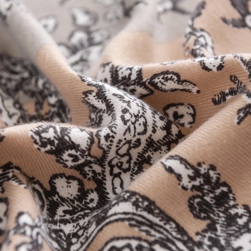 Women's Vintage Style Color Block Polyester Printing Scarf