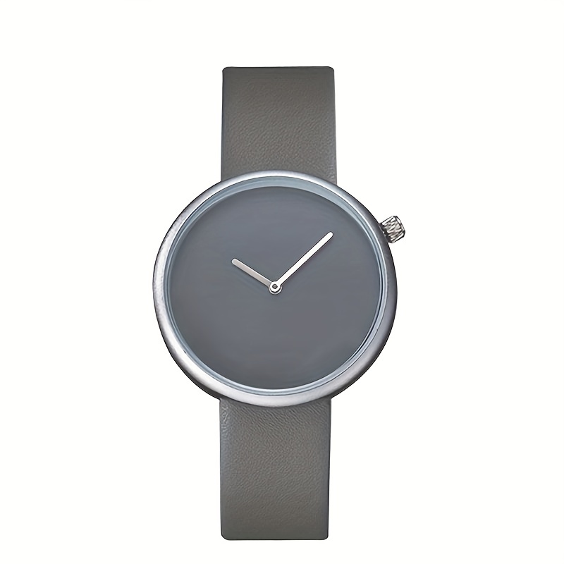 PU Leather Strap Round Dial Quartz Watch Simple Wristwatch Without Second Hand Without Scale